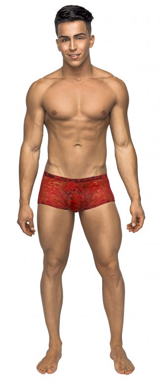 Male Power 145162 Stretch Lace Mini Short Red