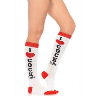 Cocktails acrylic knee socks O/S WHITE/RED