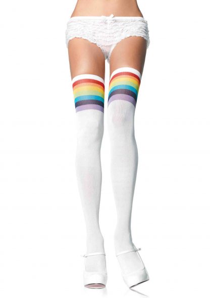 Over the rainbow opaque thigh highs O/S MULTICOLOR