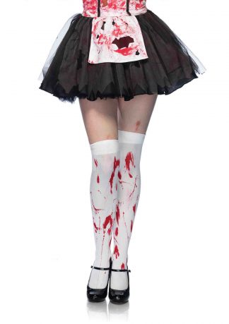 Bloody zombie thigh highs O/S WHITE/RED