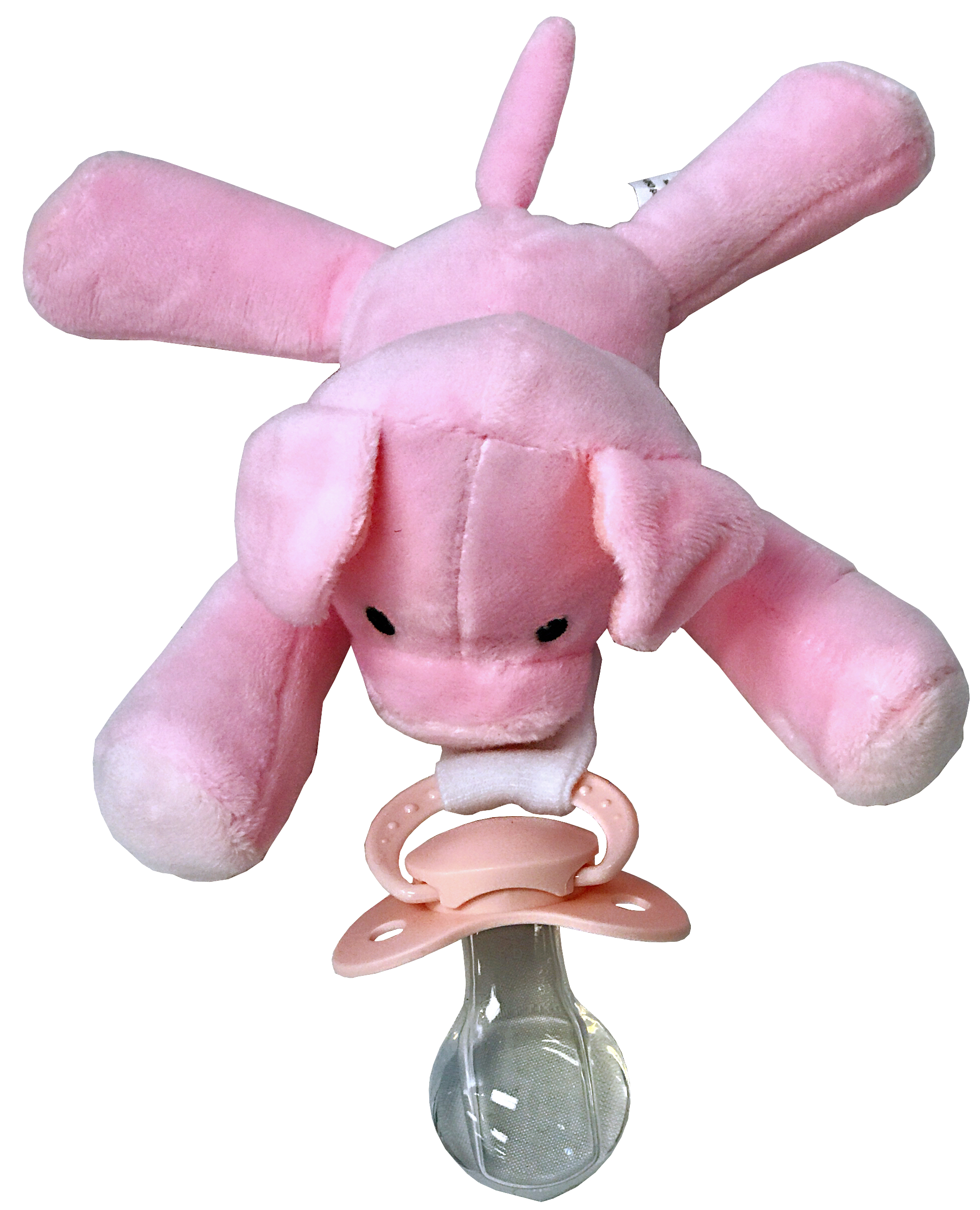 Envy Body Shop Pink Stuffed Bunny with Green Pacifier 