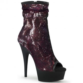 DELIGHT-1008SQ Peep Toe Sequins Ankle Boots