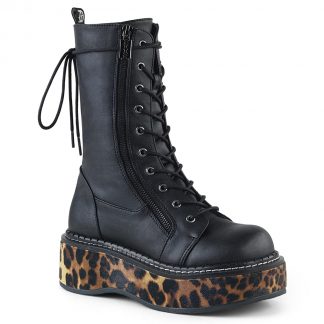 Demonia EMILY-350 2" Platform Calf High Lace-Up Boot with Outer Metal Zipper