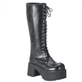 Demonia Gothika 100 Ladies Boots Buckle Strap Zip Bronze Black Boots