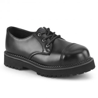 Demonia RIOT-03 3 Eyelet Unisex Steel Toe Classic Shoe Rubber Sole