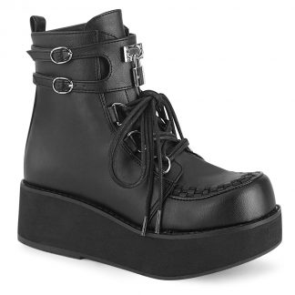 Demonia SPRITE-70 2 1/4" PF Lace-Up Ankle Boot Side Zip
