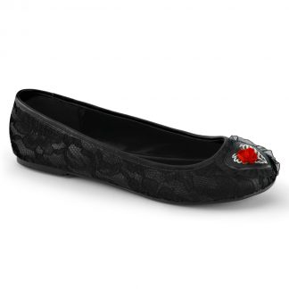 Demonia STAR-25 Mary Jane Lace Flat with Heart Patch &Skeleton Ribcage Design
