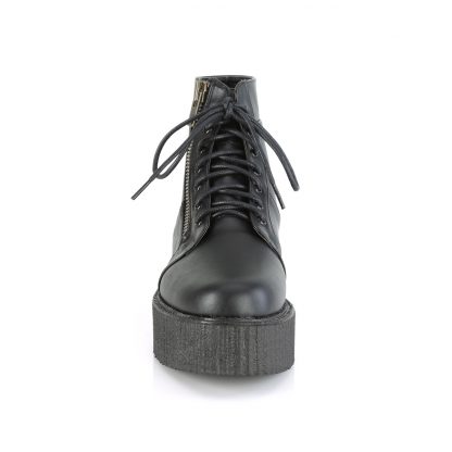 Demonia V-CREEPER-571 2" PF Lace-Up Creeper Bootie with Exposed Zipper Detail