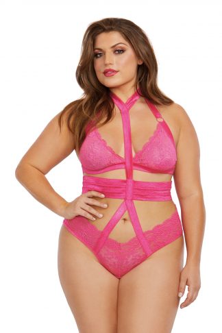 12364X Two-Piece Strappy Elastic Bralette And Garter Panty