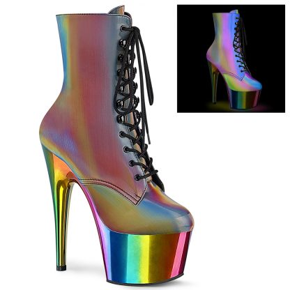 ADORE-1020RC-REFL Chromed Platform Lace-Up Ankle Boot