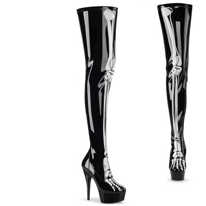 DELIGHT-3000BONE Platform Stretch Thigh Boot with Bone with Inside Zip