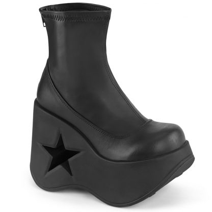DYNAMITE-100 Star Cutout Platform Wedge Ankle Boot with Back Zip