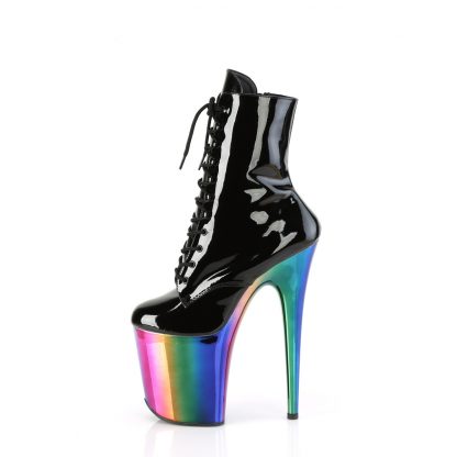 FLAMINGO-1020RC Chromed Platform Lace-Up Ankle Boot with Side Zip