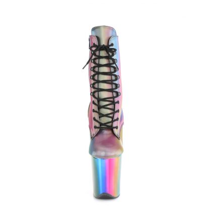 FLAMINGO-1020RC Chromed Platform Lace-Up Ankle Boot with Side Zip