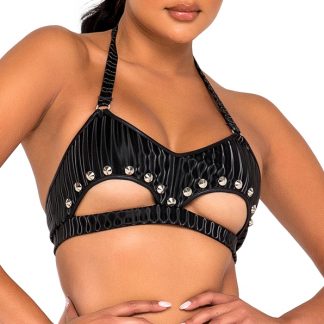 6119 Studded Top with Underboob Cutout