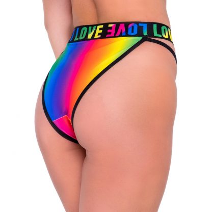 6137 Pride Rainbow High-Waisted Criss-Cross Shorts with LOVE Elastic Logo