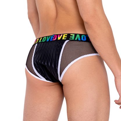 6154 Men’s Briefs with Fishnet Panel & LOVE Elastic Band