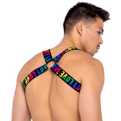 6155 Men’s Pride LOVE Elastic Harness with Ring Detail