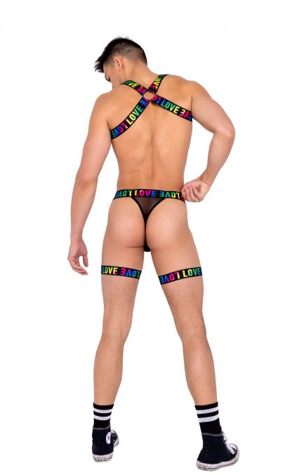 6158 Men’s Pride Thong with Attached Garters & Chain Detail