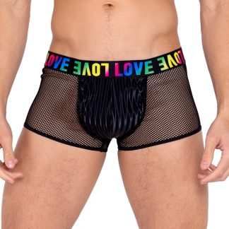 6161 Men’s Pride Two-Tone Fishnet Trunks with Love Elastic Logo
