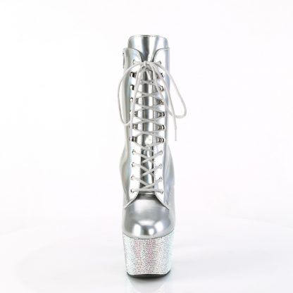 BEJEWELED-1020-7 Platform Front Lace-Up Ankle Boot with Rhinestone