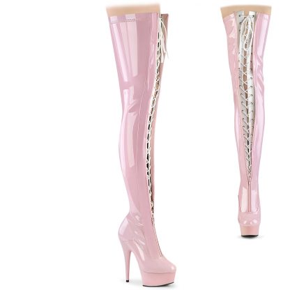DELIGHT-3027 Platform Two Tone Thigh High Boot