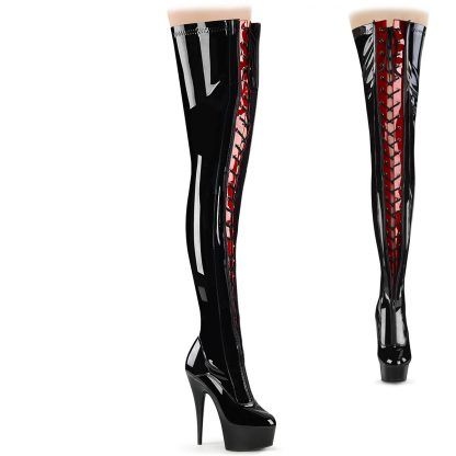 DELIGHT-3027 Platform Two Tone Thigh High Boot