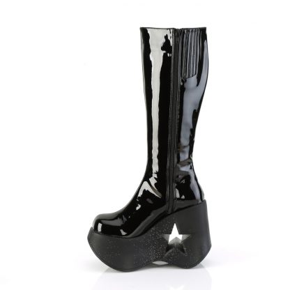 DYNAMITE-218 Star Cutout Platform Wedge Knee High Boot