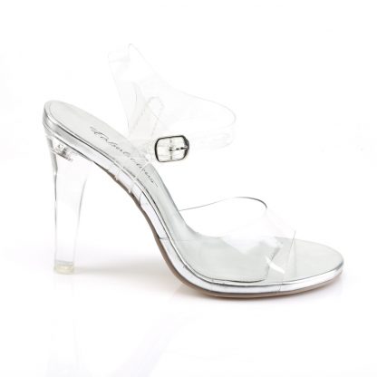 CLEARLY-408 4" Lucite Heel Ankle Strap Sandal