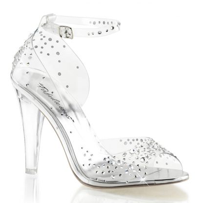 CLEARLY-430RS Open Toe Ankle Strap d'Orsay Sandal with Rhinestone